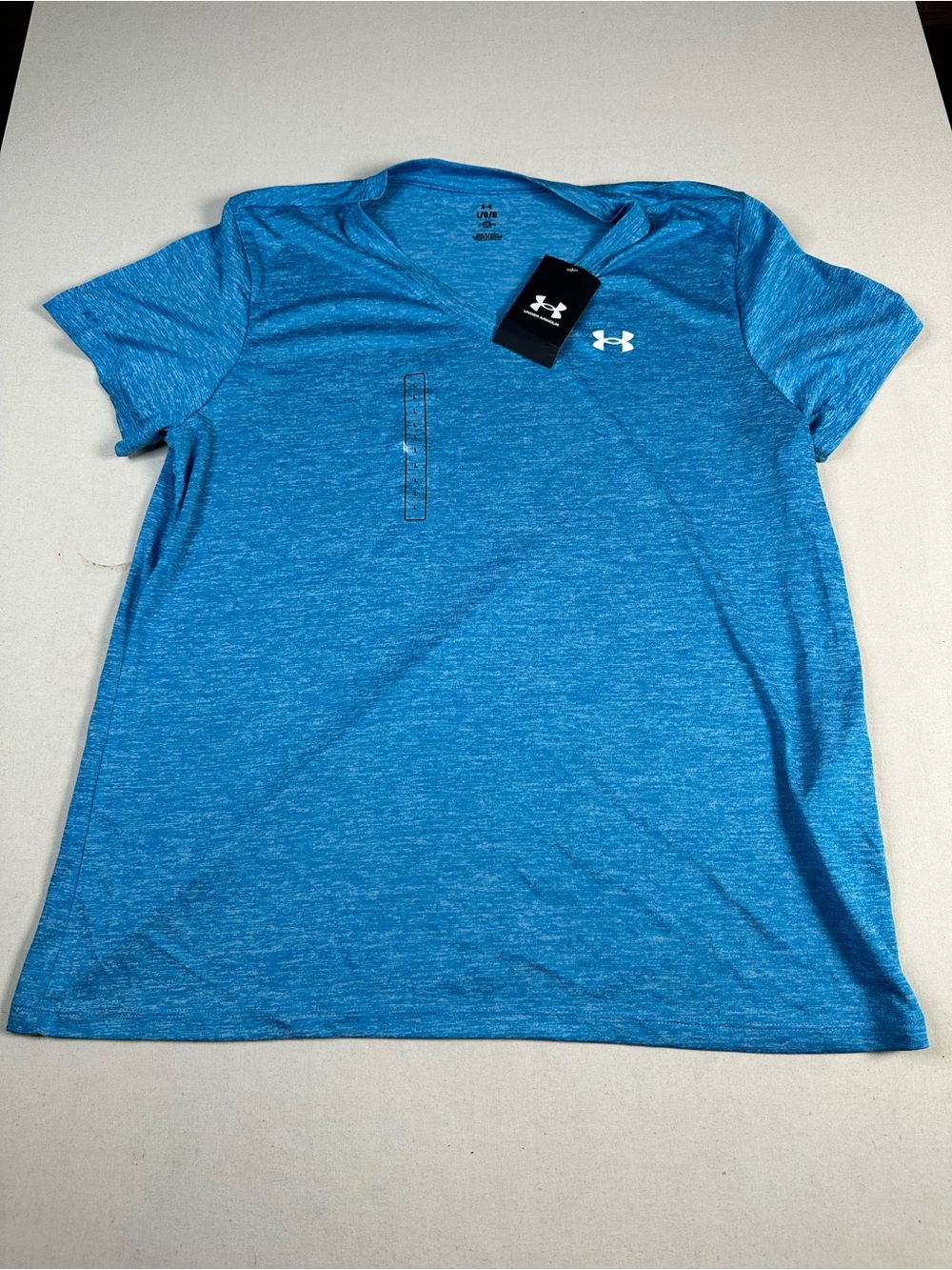 Under Armour Blue Heather V-Neck Performance Tee women’s large